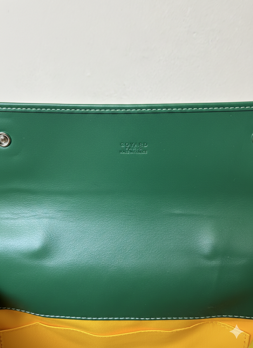 Goyard Saint Léger backpack in green Goyardine canvas and leather trim