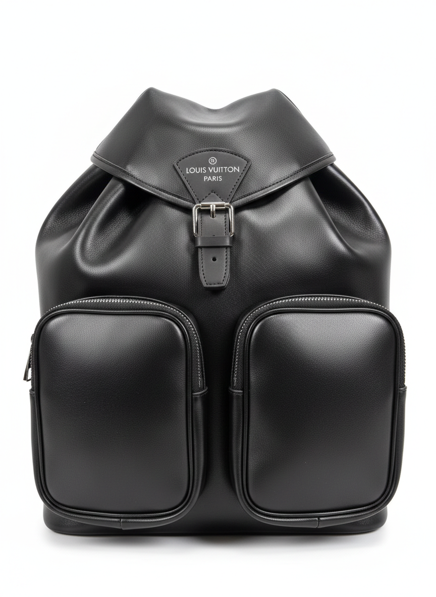 Louis Vuitton Montsouris Cargo Backpack in black calf leather