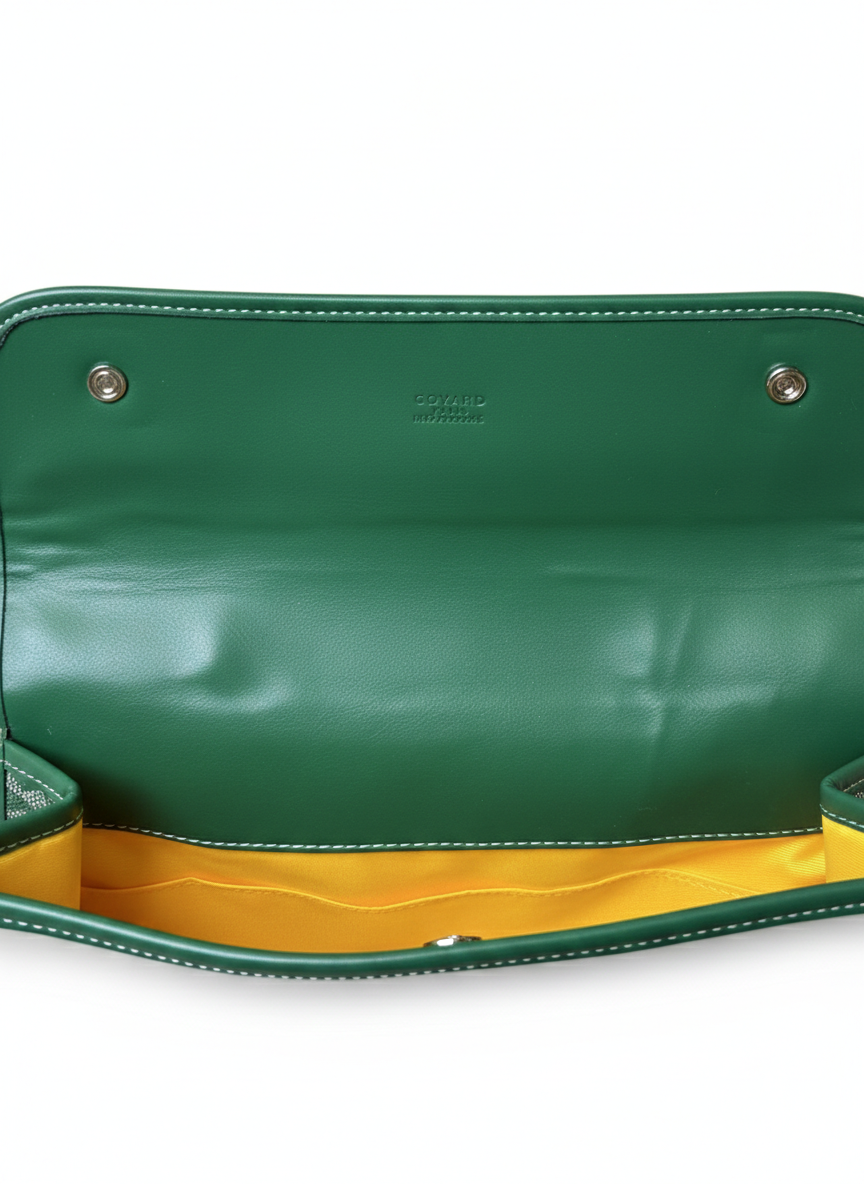 Goyard Saint Léger backpack in green Goyardine canvas and leather trim