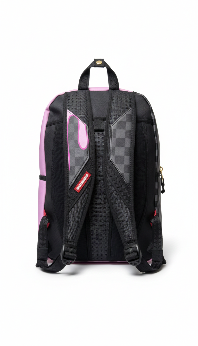 Sprayground Pink Panther Half Painted DLXSV backpack.