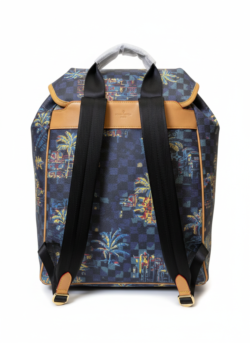 Louis Vuitton Montsouris Cargo Backpack in the Damier Palm Trees jacquard cotton motif