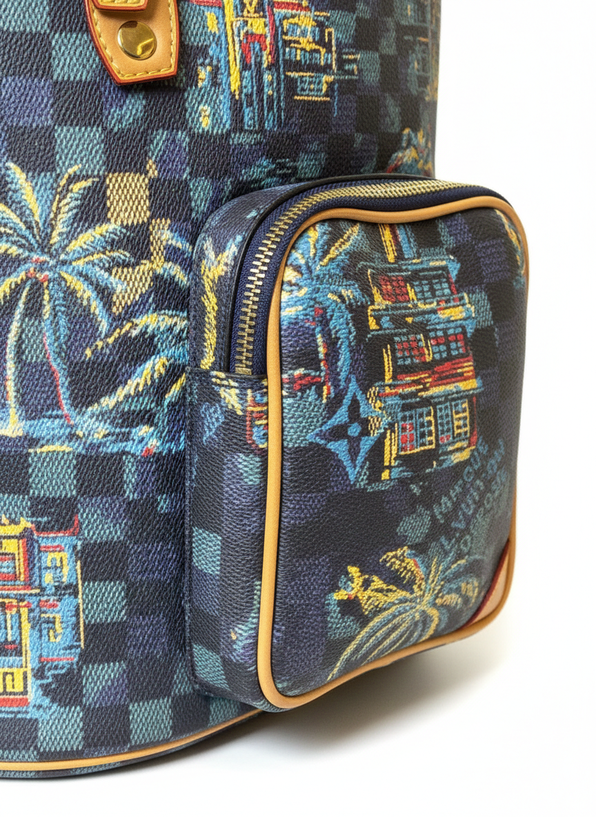 Louis Vuitton Montsouris Cargo Backpack in the Damier Palm Trees jacquard cotton motif
