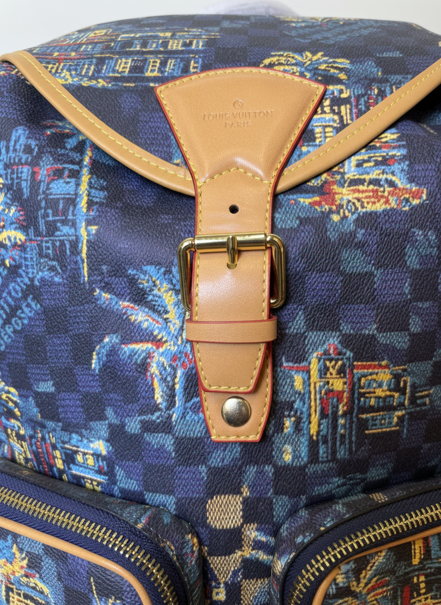 Louis Vuitton Montsouris Cargo Backpack in the Damier Palm Trees jacquard cotton motif