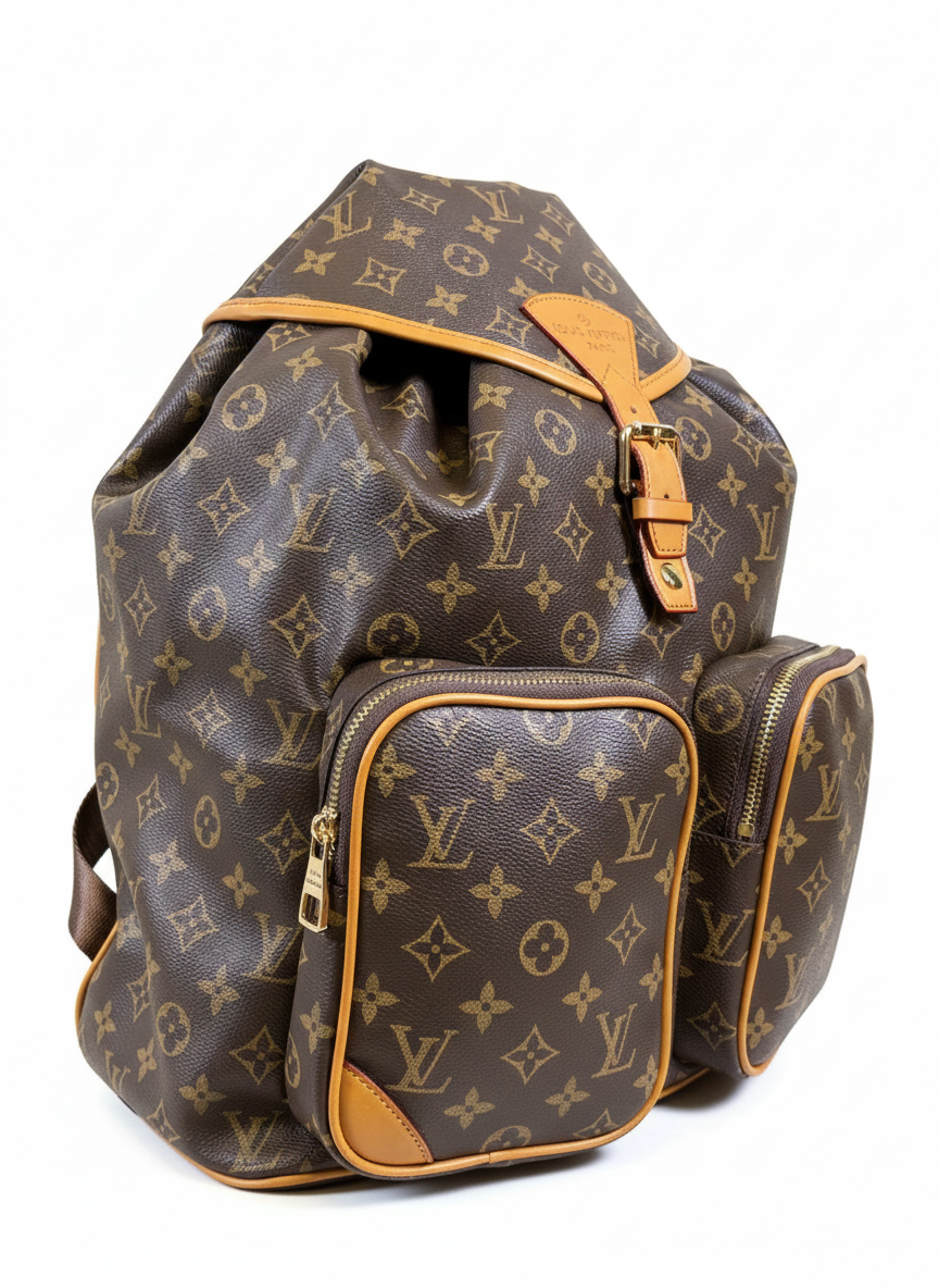 Louis Vuitton Montsouris Cargo Backpack in Monogram canvas with aged leather detailing