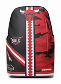 Sprayground Chicago Bulls Split Backpack in black and red.