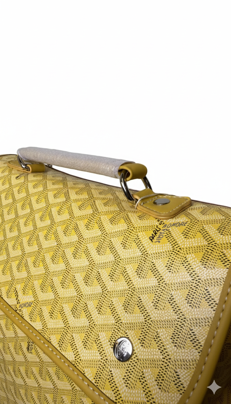 Goyard Saint Léger backpack in yellow Goyardine canvas and leather trim