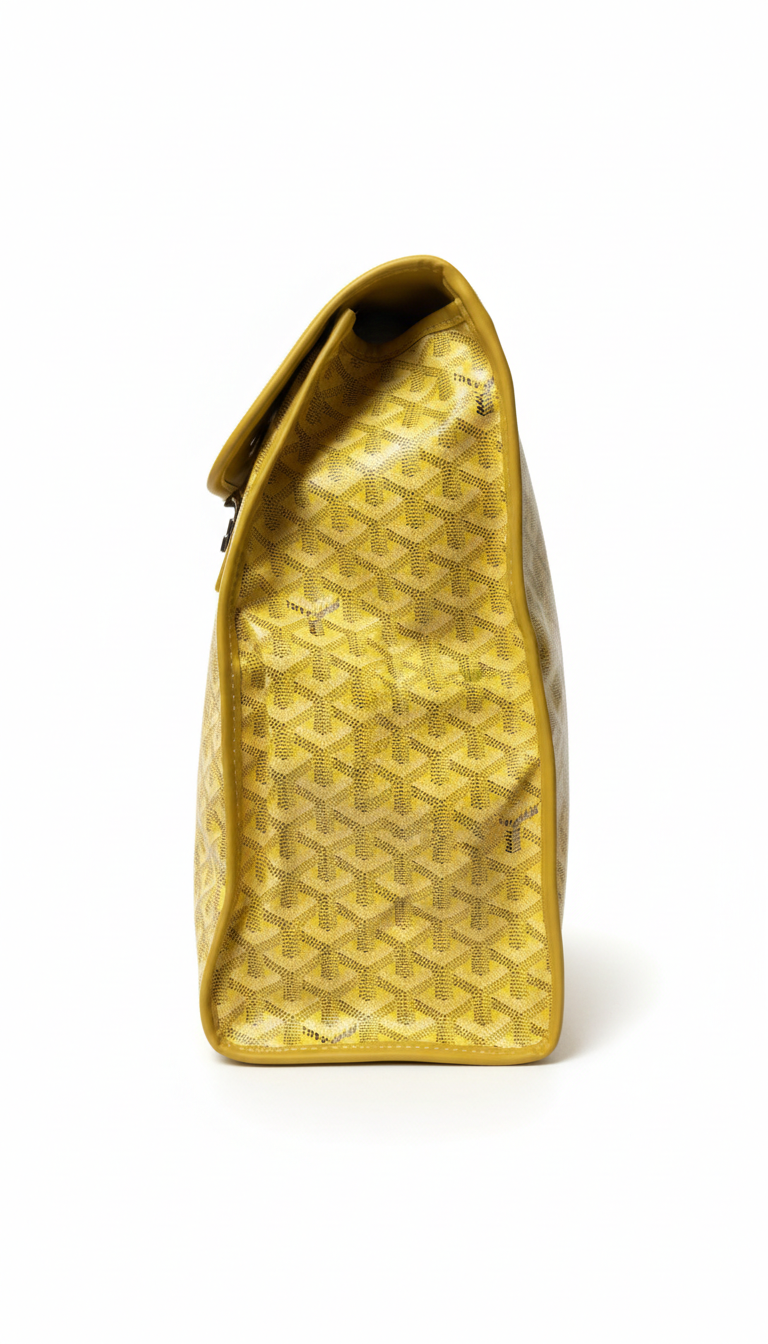 Goyard Saint Léger backpack in yellow Goyardine canvas and leather trim