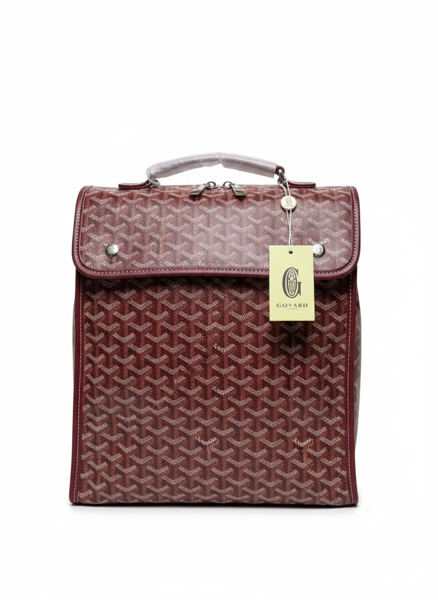 Goyard Saint Léger backpack in red Goyardine canvas and leather trim