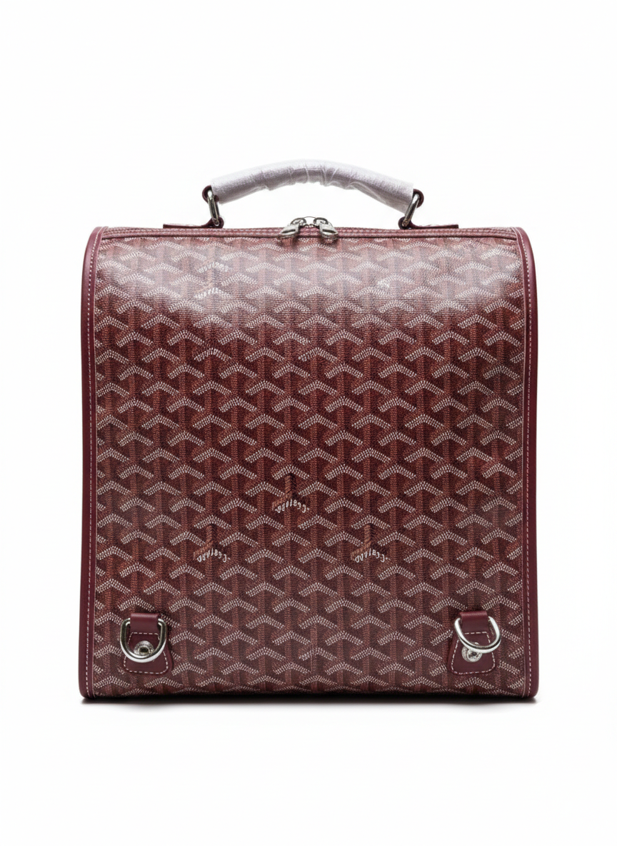 Goyard Saint Léger backpack in red Goyardine canvas and leather trim