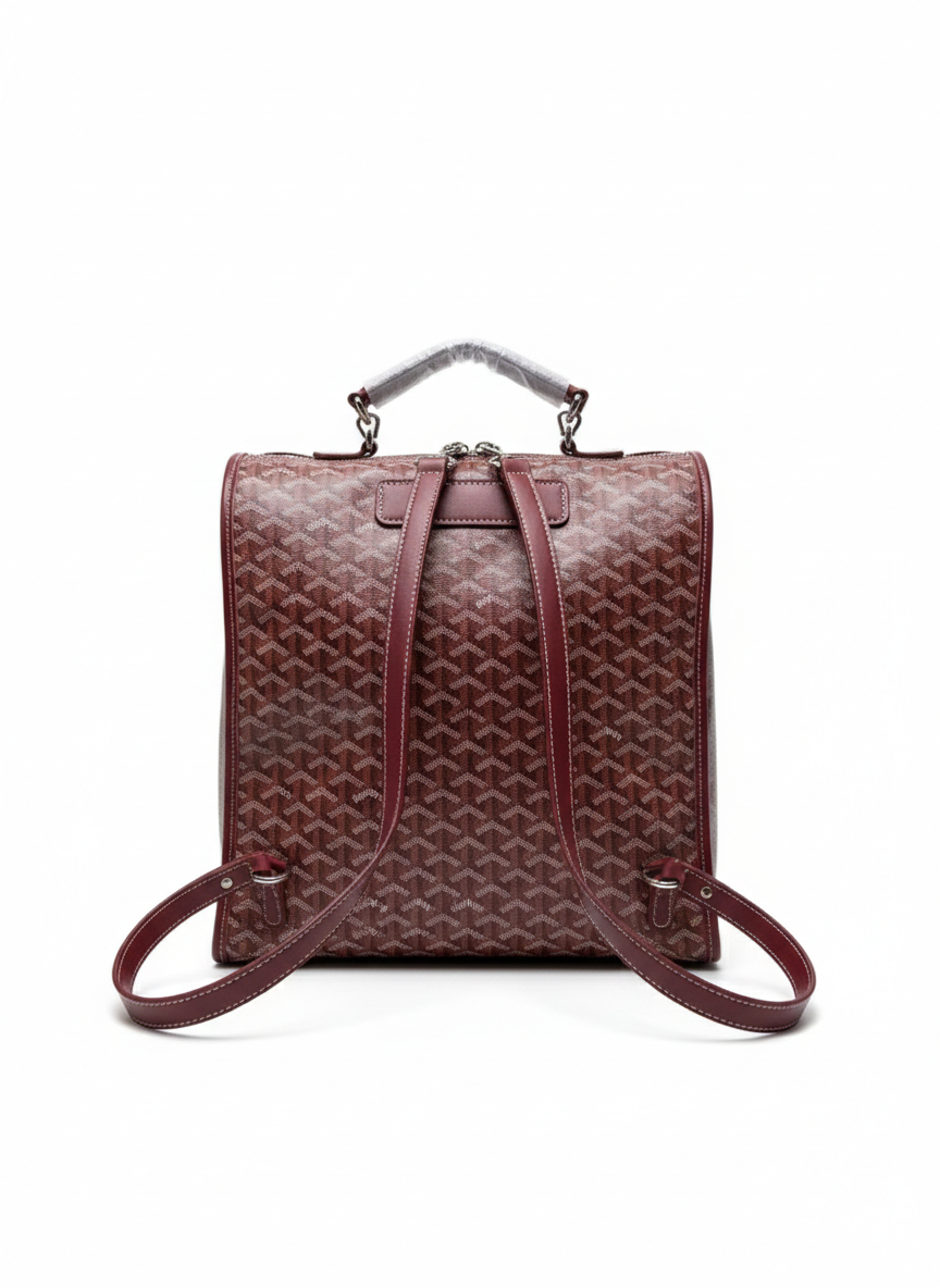 Goyard Saint Léger backpack in red Goyardine canvas and leather trim