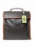 Goyard Saint Léger backpack in black-brown Goyardine canvas and leather trim