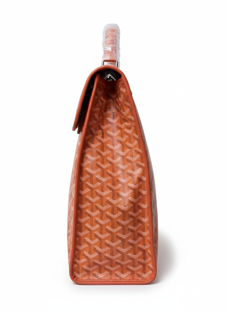 Goyard Saint Léger backpack in orange Goyardine canvas and leather trim