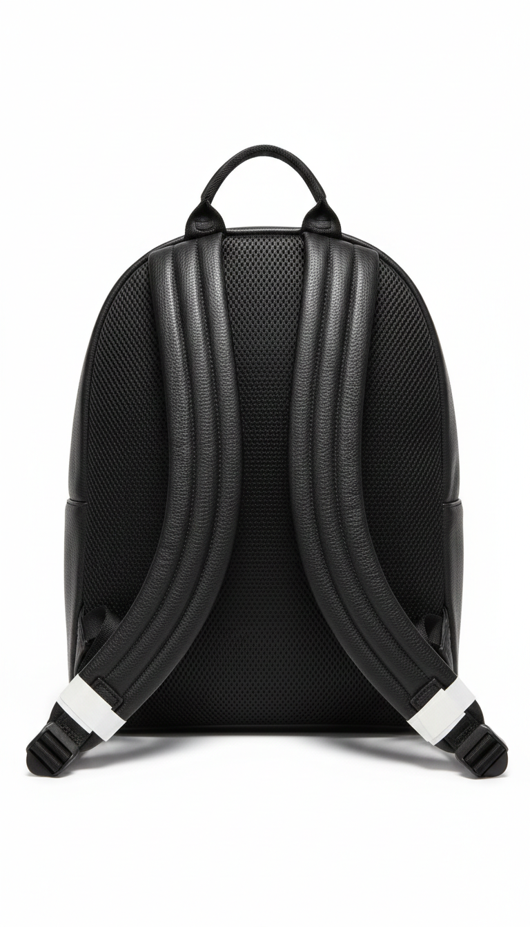 Black Versace Jeans Couture faux leather backpack with an embossed logo.