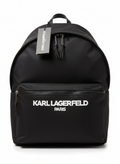 Karl Lagerfeld Paris Voyage Backpack in black nylon.